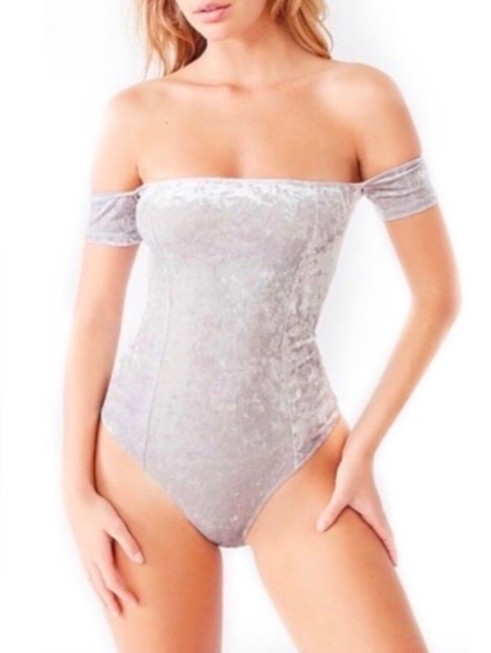 Off The Shoulder Velvet Bodysuit Everly Crushed Velvet Bodysuit Size M